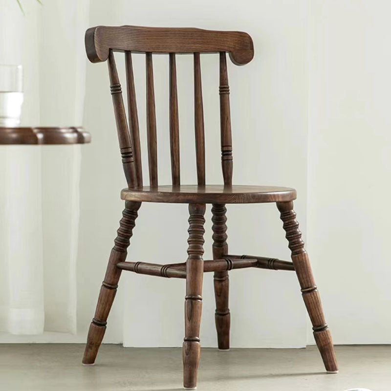 Solid Walnut Wood Spindle Back Dining Chair – Classic Handmade Wooden Chair